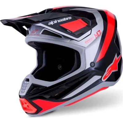 Alpinestars Supertech M7 Rise Čierna/Strieborná/Červená fluo lesklá