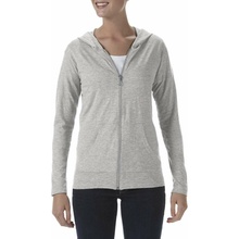 Dámské tričko Anvil s kapucí a zipem Heather Grey