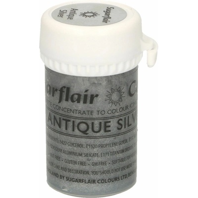 CakeSupplies Gélová farba Satin Antique Silver Trblietavá strieborná 25 g