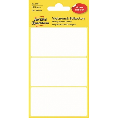Avery Zweckform 76x39 mm, 18 etiket, bílé 3081