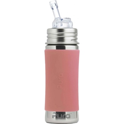Pura nerezová láhev s brčkem Rose 325 ml