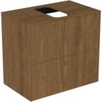 Ideal Standard Atelier Conca стенен шкаф за монтаж на стена, 2 чекмеджета и плот с централен изрез 60 см, покритие от тъмен орех (T3946Y5)