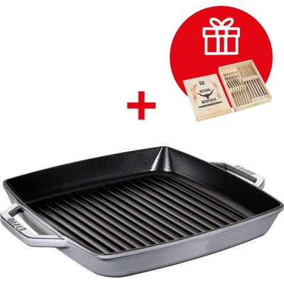 Staub Štvorcový liatinový gril, 23 x 23 cm, tmavosivá 1004903