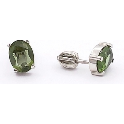 Zlato-minerály stříbrné náušnice vltavín přírodní pravý 6350253RHšrvlt