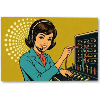 Plakát – Telefonní operátorka u propojovacího panelu Bez rámu Ano Bez rámu 135 × 90 cm