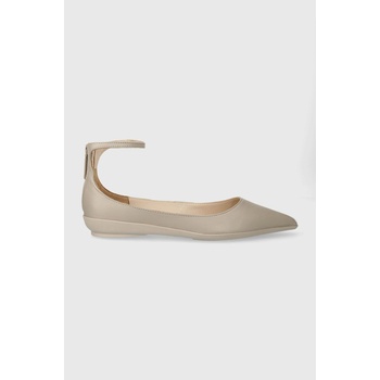 Calvin Klein Кожени балеринки Calvin Klein WRAPPED ANKLE STRAP BALLERINA в бежово HW0HW01840 (HW0HW01840)