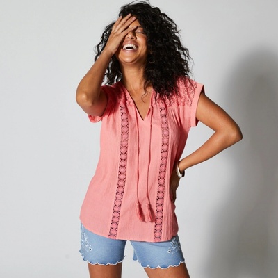 Blancheporte Macramé tunika šedorůžová