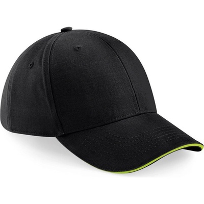 Beechfield B 20 Athleisure 6 panelová sandwich COT-530020d8299 Černá/lime zelená