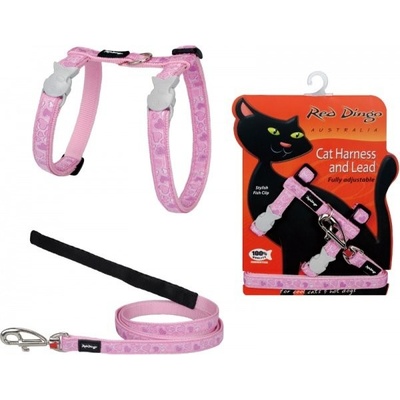 Red Dingo postroj s vodítkem pro kočky Breezy Love Pink 12 mm