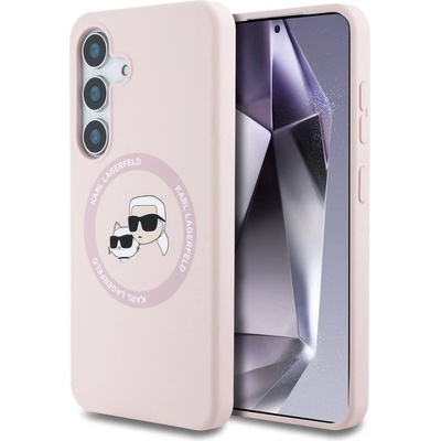 KARL LAGERFELD Силиконов калъф с двойни глави и кръг MagSafe Samsung Galaxy S25 Plus розов (3666339450212)