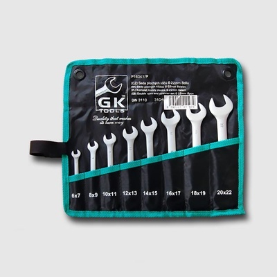 GK Tools Sada plochých klíčů 6-32 mm 12 dílů mat.chrom-obal P16043/P
