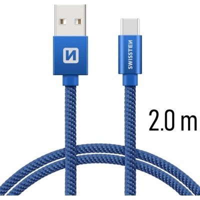 Swissten 71521308 textilný s USB-C konektorom a podporou rýchlonabíjania, modrý