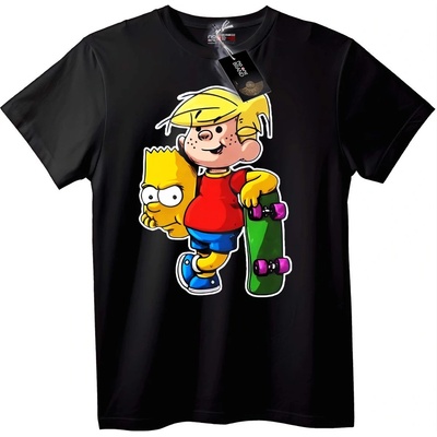 NOONEBRAND Тениска Барт Симпсон и скейтборд - 2XL, Black