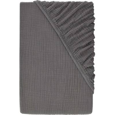 Livarno Mušelínové napínací prostěradlo šedé 140-160x200
