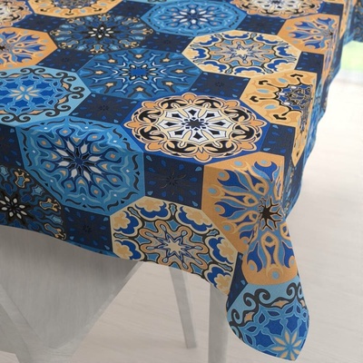 Biante bavlna obdélníkový ubrus Sandra SA-448 Modro-oranžové marocké dlaždice 100x140cm