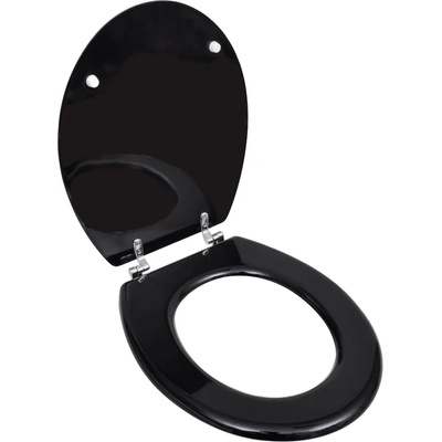 vidaXL WC тоалетна седалка МДФ капак изчистен дизайн черна (140802)