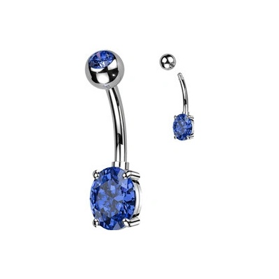 Šperky4U piercing do pupíku s oválným kamenem modrá TB005-B