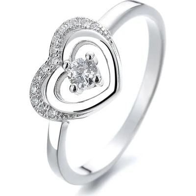 Majya Stříbrný prsten dvojité srdce s kamínkem MYA 10044 6