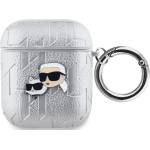 Karl Lagerfeld PU ембоснат калъф Karl and Choupette Heads за AirPods 1/2 Сребърен (KLA2PGKCPS)