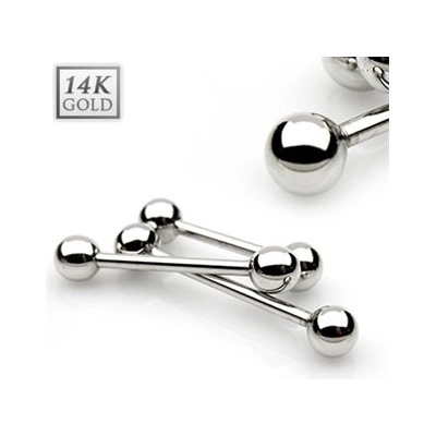 Šperky4U zlatý piercing do jazyka tyčka ZL01105-1210-WG
