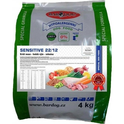 Bardog Sensitive 22/12 krůtí hypoalergenní 4 kg
