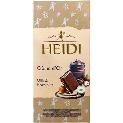 Heidi Créme d'Or Milk & Hazelnuts Mléčná čokoláda s náplní s lískooříškovou pastou 90 g