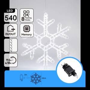 Aigostar Aigostar-LED Външна коледна украса 540xLED/6W/230V IP44 студено бяла 45cm снежинка (AI2411)