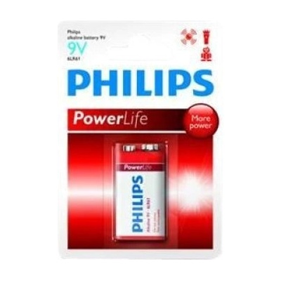 Philips Алкална батерия philips powerlife, 9v (6lr61p1b/10)