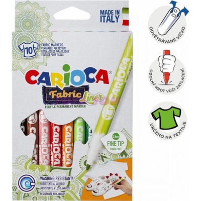 Carioca textilní fixy tenký hrot 10 ks