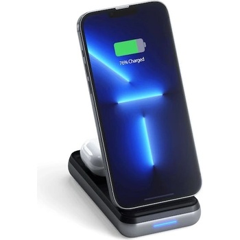 Satechi Duo Wireless Charger Power Stand 10000 mAh - безжична външна батерия за iPhone с MagSafe и Qi съвместими мобилни устройства (черен)