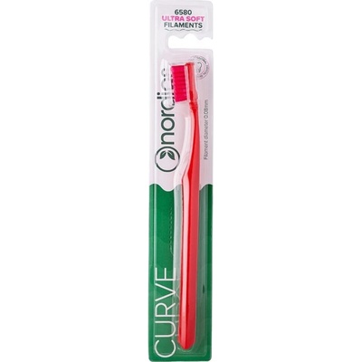 Nordics Oral Care Ultra Soft s ergonomickým zahnutím 6580 štetín Červená