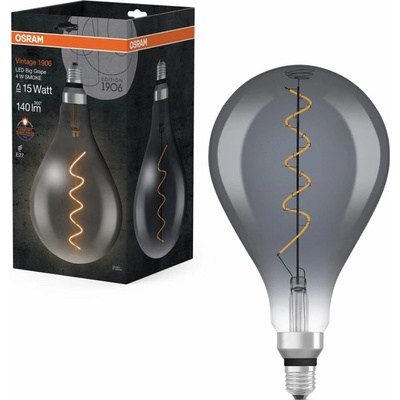 Osram čierna LED špirálovitá žiarovka E27 4 W VINTAGE, teplá biela 4058075269903