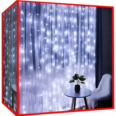 ISO 11333 Vianočný záves 300 LED 3.9W studený biely