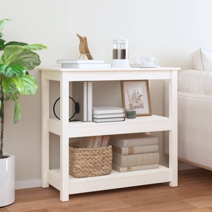 vidaXL Конзолна маса бяла 80x40x74 см борово дърво масив (821670)
