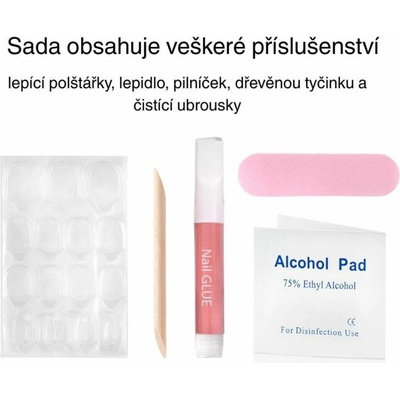 GloryStyles Nalepovací nehty červený třpyt 03 24 ks