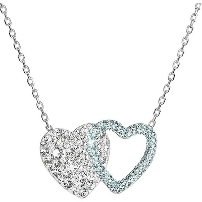 Evolution Group 32079.3 crystal/aqua dvojité srdce dekorovaný krystaly Swarovski