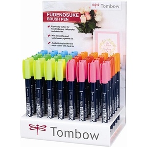 Tombow Маркер Fudenosuke твърд дисплей неон (48) (WS-BH-48P-2-A)
