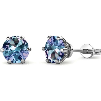 Royal Fashion strieborné náušnice pozlátené bielym zlatom Alexandrit DGES0043-WG