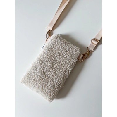 Sherpa beránek crossbody na mobil Krémová