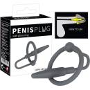 You2Toys Penisplug - silikónový krúžok na penis s kolíkom do močovej trubice sivý