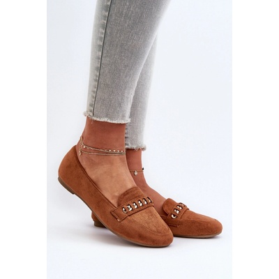 Boto Lesklé dámské mokasíny s řetízkem Camel Aredilla