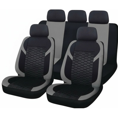 Тапицерии за седалки на кола - модел 19121 - черно / сив цвят - комплект от 9 части (aud19121)