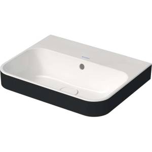 Duravit Happy D. 2 - Мивка за плот, 50х40 см, с преливник, без отвор за смесител, с оттичане, антрацит/бяло 2360506160 (2360506160)