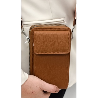 dámska kabelka na telefón s popruhom crossbody ANDREA hnedá