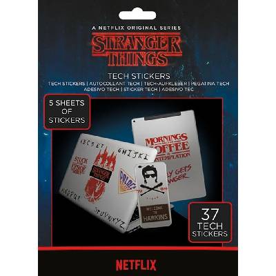 OEM Samolepky na elektroniku Stranger Things: (5 listů | 37 kusů, 18 x 24 cm)