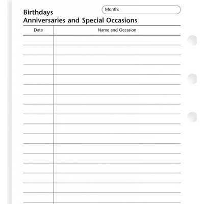 Filofax Výročí náplň kapesních diářů formát A7 20 listů