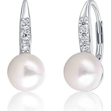 JwL Luxury Pearls strieborné náušnice s perlou a zirkónmi JL0601