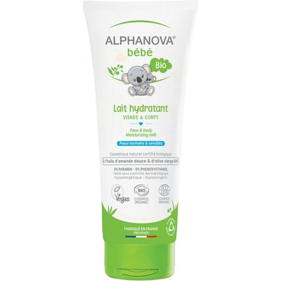 Alphanova Овлажняващо бебешко мляко за тяло Alphanova Bebe - За атопична кожа, 200 ml
