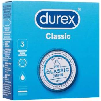 Durex Classic 3 бр латексови презервативи със силиконов лубрикантен гел