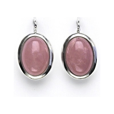 Čištín Zlaté náušnice, bílé i žluté zlato, přírodní kámen růženín malinový - NK 1454